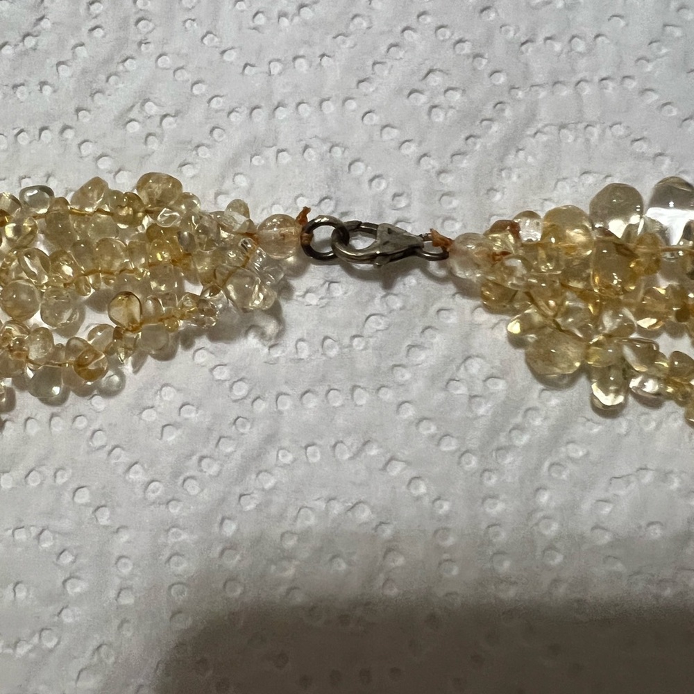 Elegant Triple Strand Naturalcitrine Necklace With Stirring Silver 925 Closure View 2